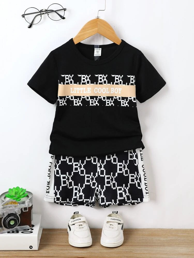 Shein Toddler Boys Letter Graphic Tee & Shorts, 6T*/