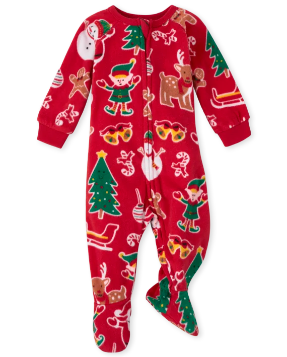 CH. Place Unisex Baby And Toddler Matching Family Holiday Fleece One Piece Pajamas*/