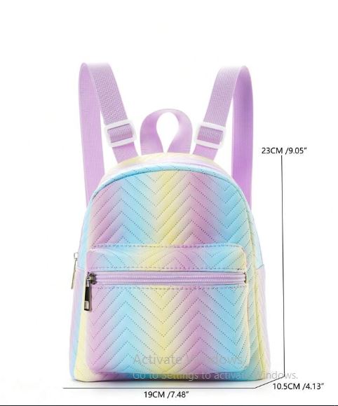 Shein Chevron Pattern Adjustable-Strap Décor Zipper Classic Backpack /