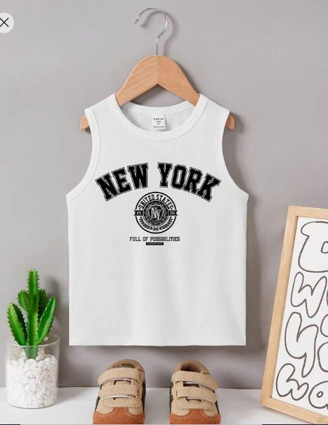Shein Young Boy's Letter Printed Round Neck Vest, 7T */