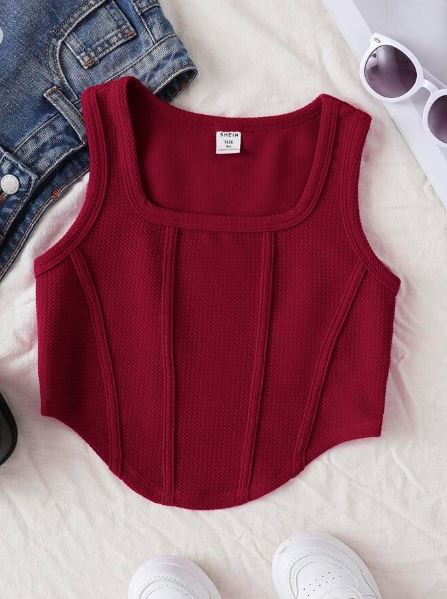 Shein Tween Girl Solid Color Knit Casual Tank Top, 10T /