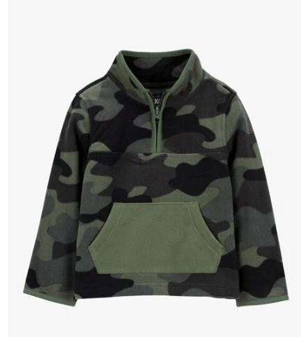 Oshkosh Baby Camo Print Quarter-Zip Microfleece Pullover, 18M /