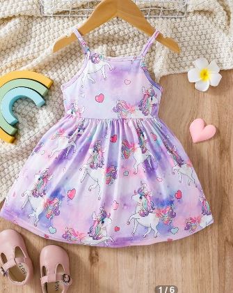 Shein Baby Unicorn Print Cami Dress, 18-24M*/