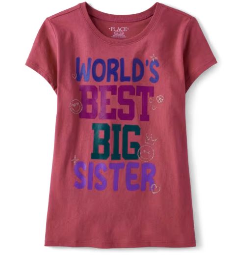 Ch. Place Girls World's Best Big Sister Graphic Tee, 14T /