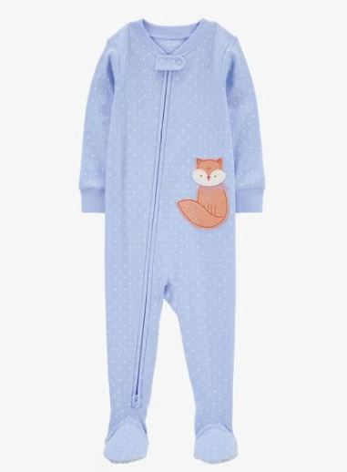 Carter's Baby 1-Piece Fox 100% Snug Fit Cotton Footie Pajamas, 3T +