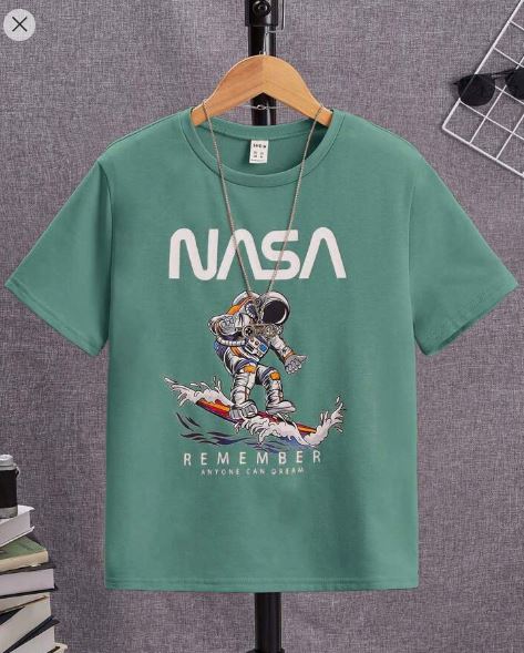 Shein Tween Boy Astronaut And Letter Graphic Tee, 9T */