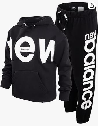 New Balance Girls' Sweat suit - 2 Piece Active Fleece Sweatshirt & Sweatpants, 14-16T */