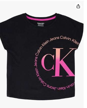CK. Girls' Short Sleeve Logo T-Shirt, 16T */