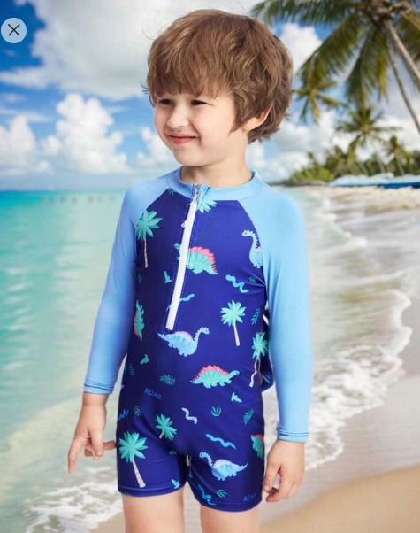 Shein 1pc Young Boys' Casual Cartoon Patchwork Sleeve Swimwear, 4T /