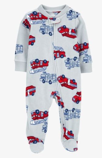 Carter's Baby Firetruck Fleece Zip-Up Footie Sleep & Play Pajamas, 9M /