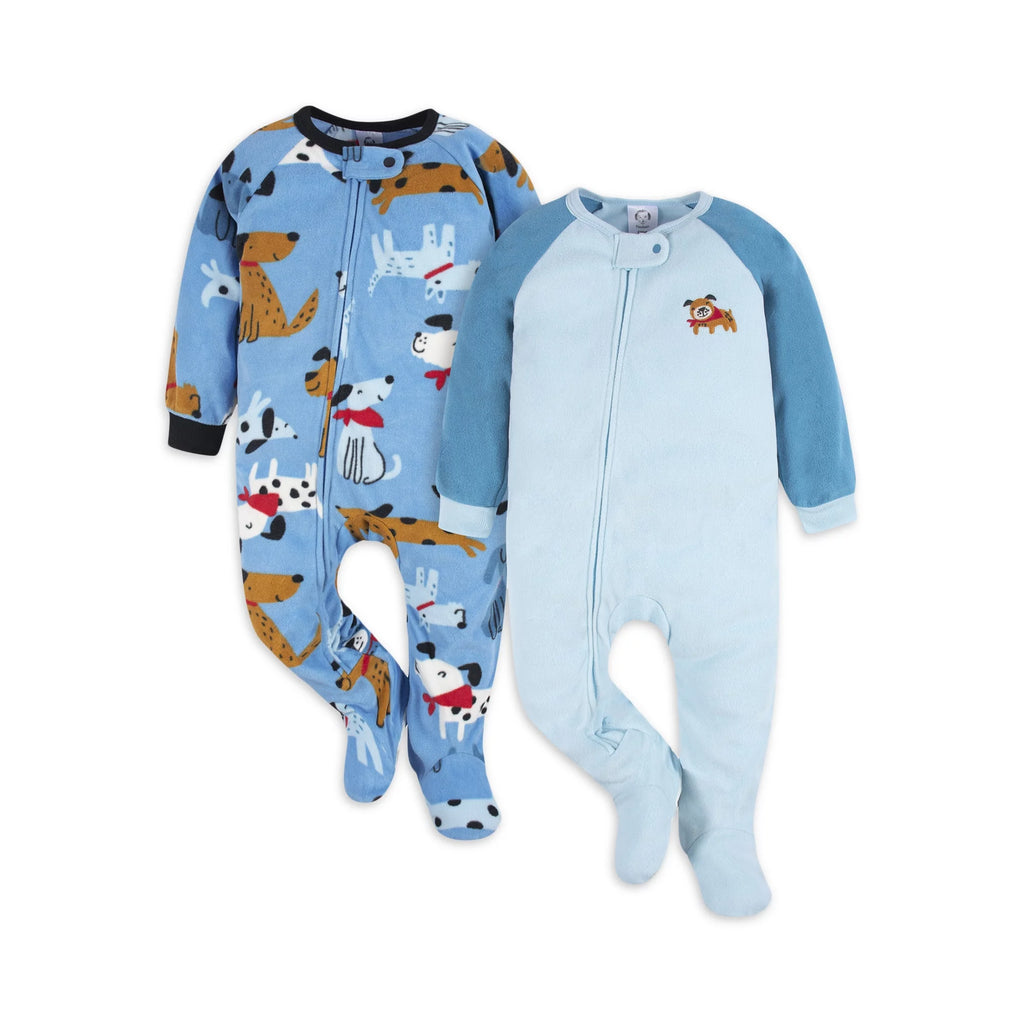 Gerber Baby Boy Microfleece Blanket Sleeper Pajamas, 2-Pack, 0-3M */