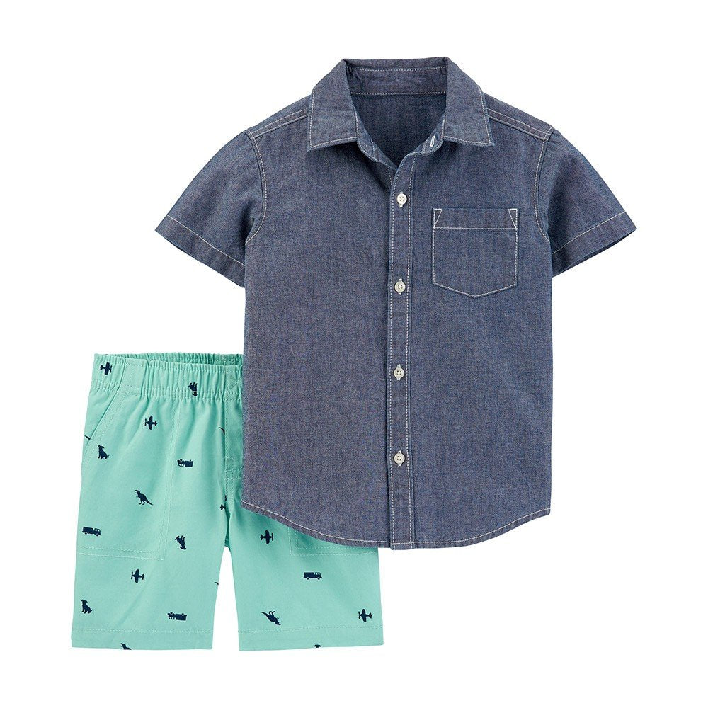 Carter's 2-Piece Chambray Button-Front Shirt & Canvas Shorts - Baby, 6M*