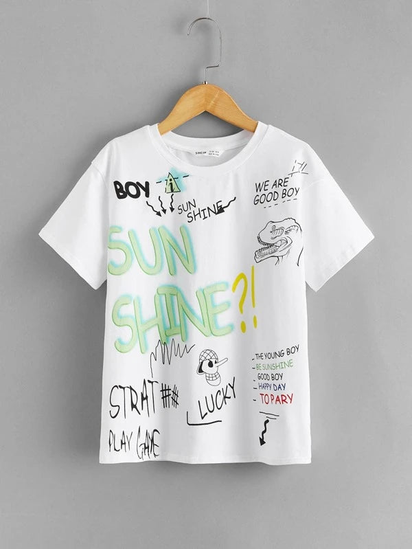 Shein Boys Letter Graphic Tee*/