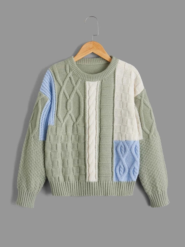 Shein Boys Colorblock Drop Shoulder Sweater, 11-12T*