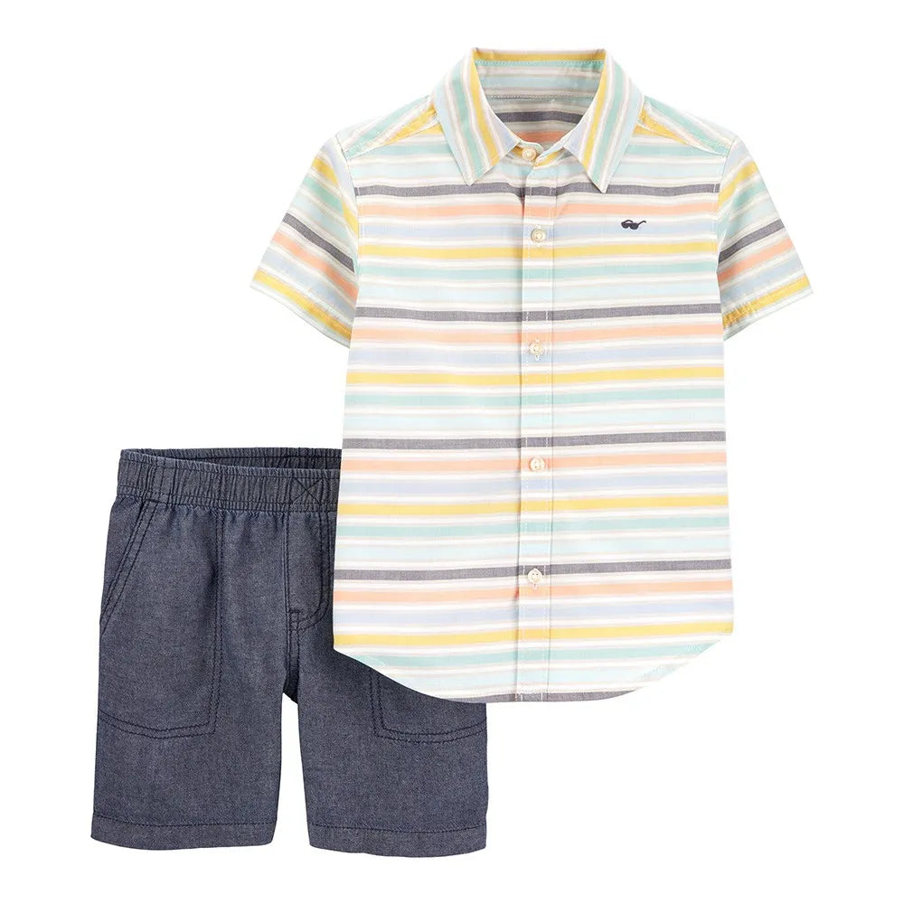 Carter's 2-Piece Striped Button-Front & Chambray Short Set - Baby, 6M*
