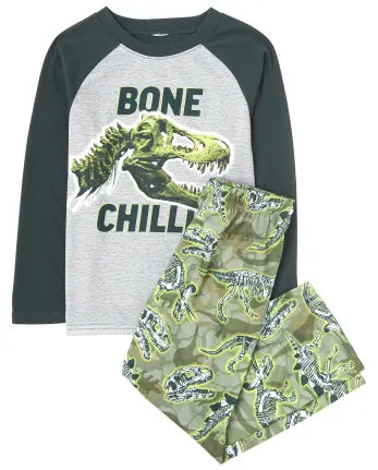 Ch. Place 2pcs Dinosaur Pajama Set For Kids, 14T*