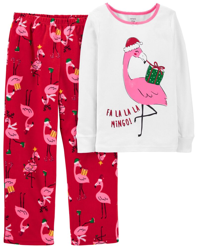 Carter's 2-Pcs Flamingo Cotton & Fleece PJs, 7T*/