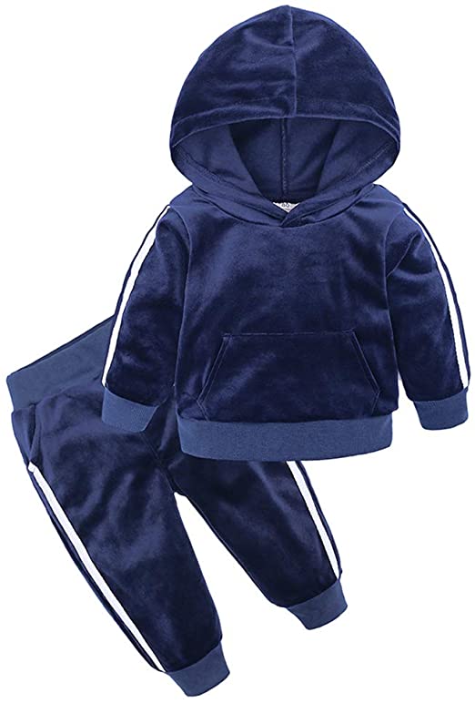 Amazon Velvet Hooded Tracksuit Sweatshirt Top, Sweatpants Hoodie Outfit Set, 9-12M*