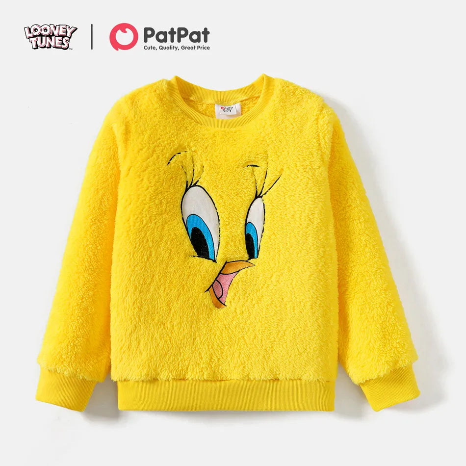 Pat Pat Girl Tweety Embroidered Fleece Sweatshirt, 5-6T *