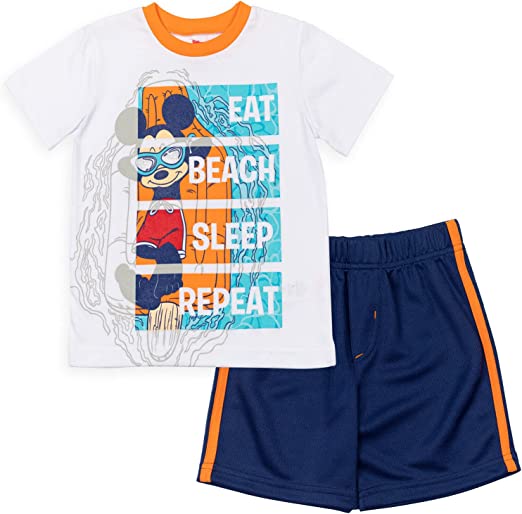 Disney Mickey Mouse Donald Duck Baby Athletic Graphic T-Shirt & Mesh Shorts Outfit Set, 4T *