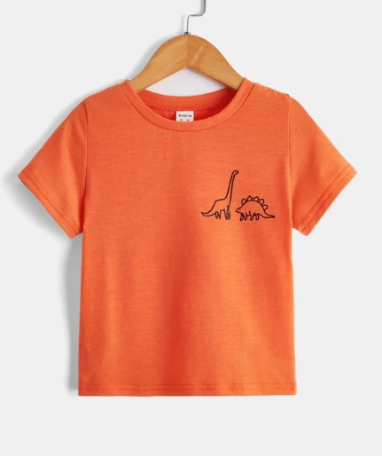 Shein‏ Toddler Boys Dinosaur Print Round Neck T-Shirt, 5T*