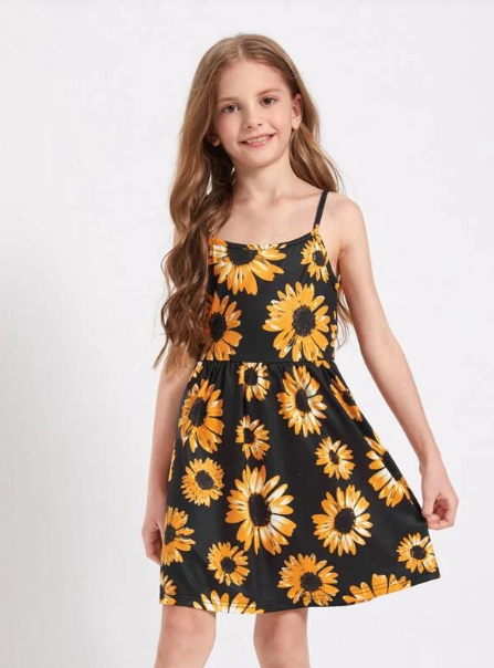 Shein Girls Floral Print Cami Dress */