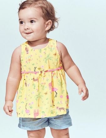 Carter's Lemon Yellow Animal Printed Frock, 6M*