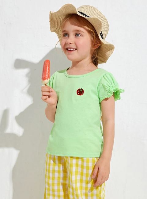 SHEIN Tomato Embroidery Tee For Kids, 2T*