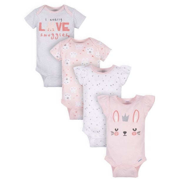 Gerber 4-Pack Bodysuits For Baby, 3-6M*