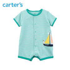 Carter's Baby Boy Sweet Sailboat Stripes Snap-Up Cotton Romper, 6M*