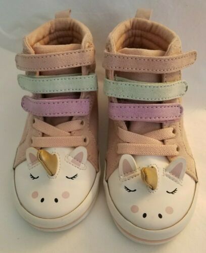 Old Navy Pink Unicorn High Top Sneakers For Kids, Size 22-23