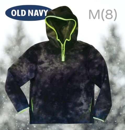 Old Navy Boys Microfleece Hoodie Gray Tie-Dye Quarter-Zip, 10-12T *